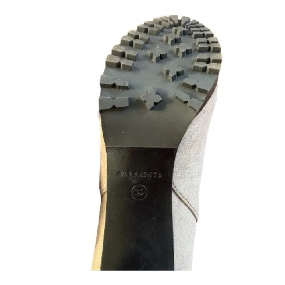 All Saints Suede Taupe Heeled Boots - Picture 5 of 7